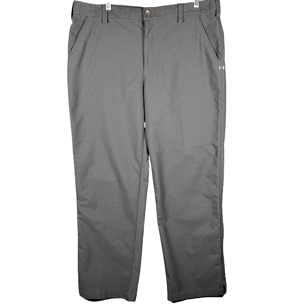Under Armour Golf Pants Mens 38 Black Grey Micro Check Stretch Performance